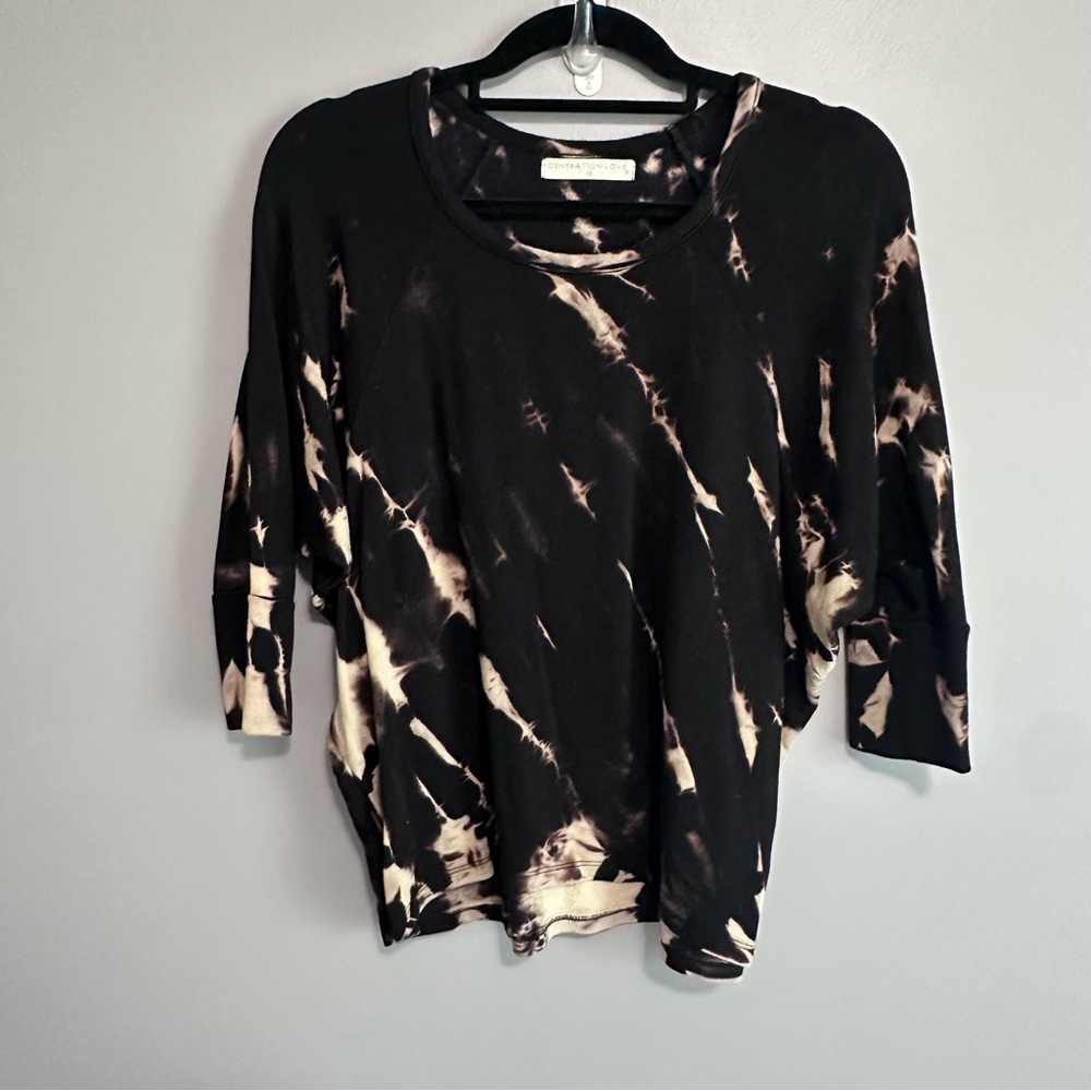 Generation Love Women’s Tie Dye Long Sleeve Top Black Cream Size XS